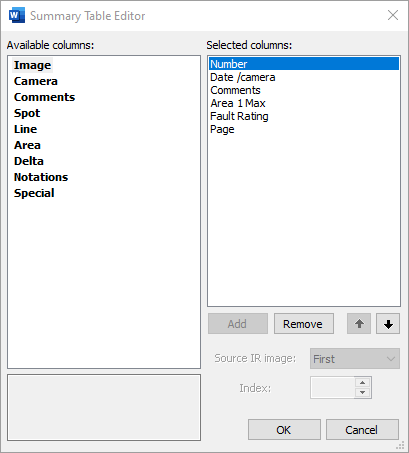 summary table dialog