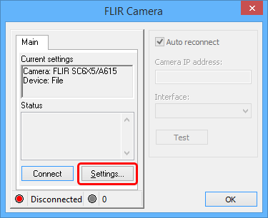 FLIR T-series camera settings