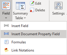 insert document property field