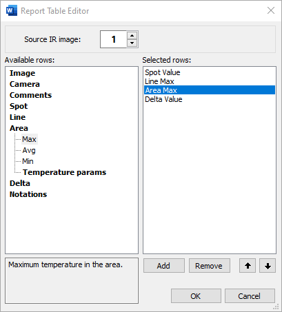 table dialog