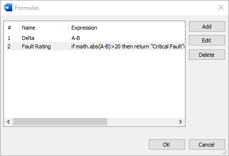 formulas list dialog