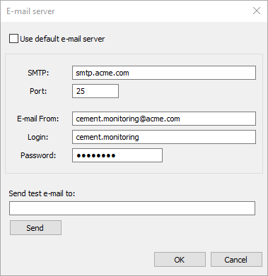 e-mail server dialog